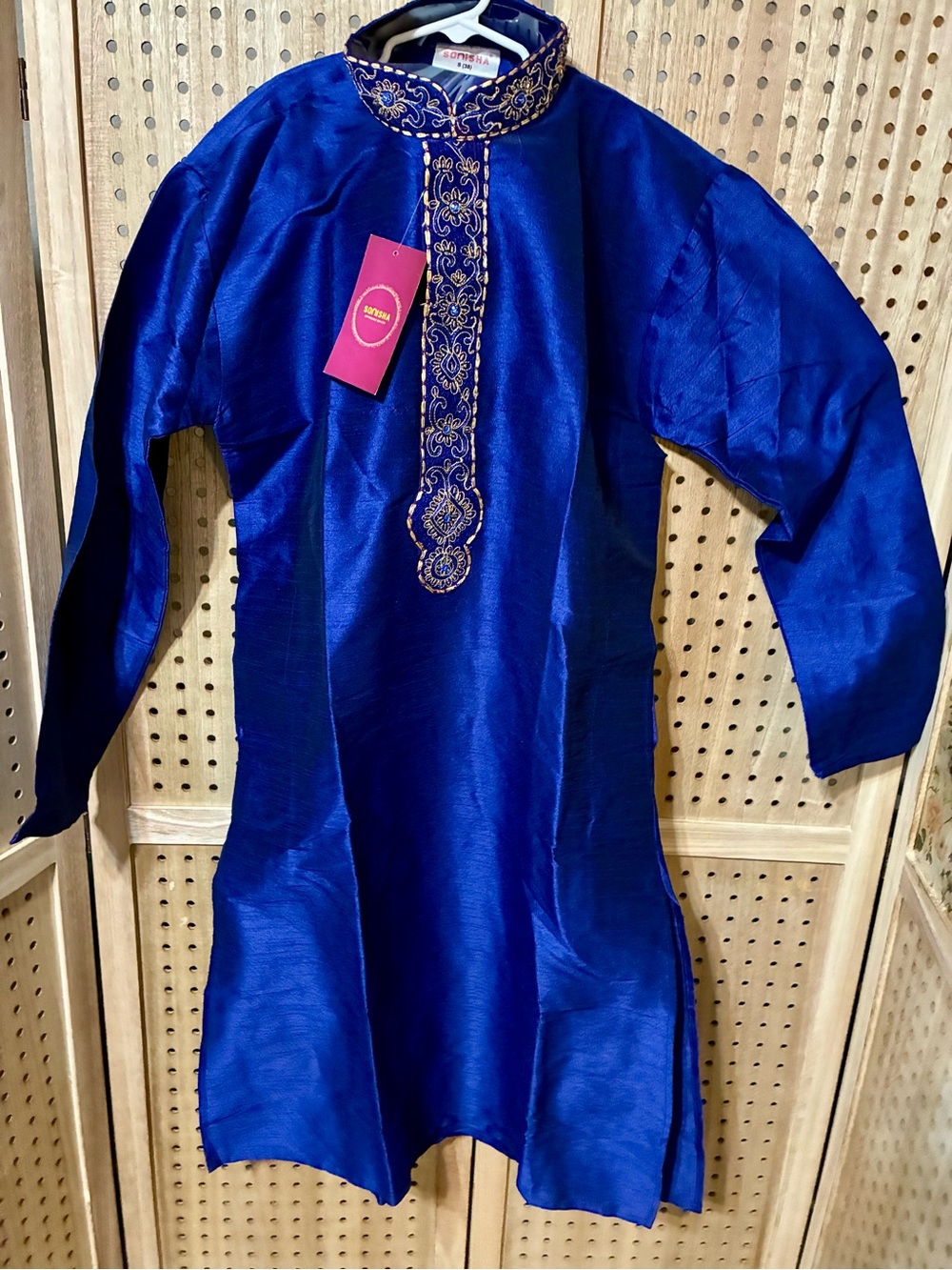 BNWT Royal Blue Silk Kurta 3-Piece Set (with Pants & Scarf)